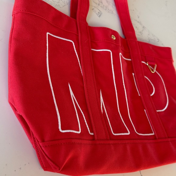 Baublebar Custom Alpha Medium Size Tote in Color Cherry Red (MP initials) - Picture 2 of 7